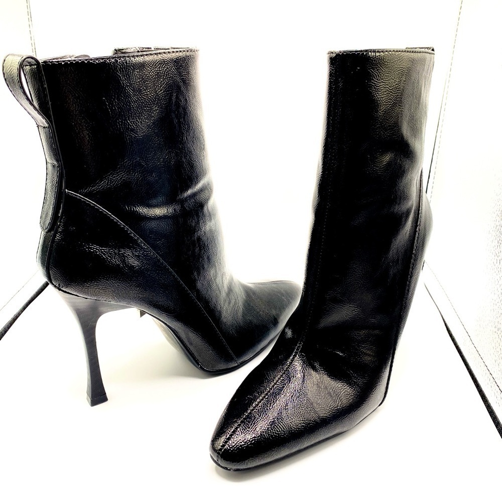 Black Shiny Ankle Boots with High‎ Heels- Size EU39 /US8 - Picture 2 of 14